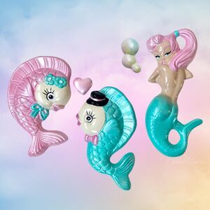 Chalkware Fish + Mermaid + Bubble + Heart - Complete Set